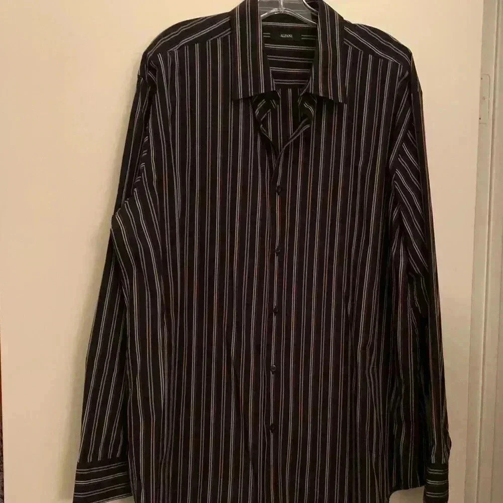 Black Stripe Alfani Button Down Shirt in XXL